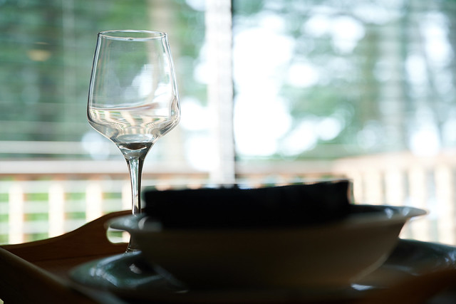 There are a variety of glassware with specific purposes used in fine dining