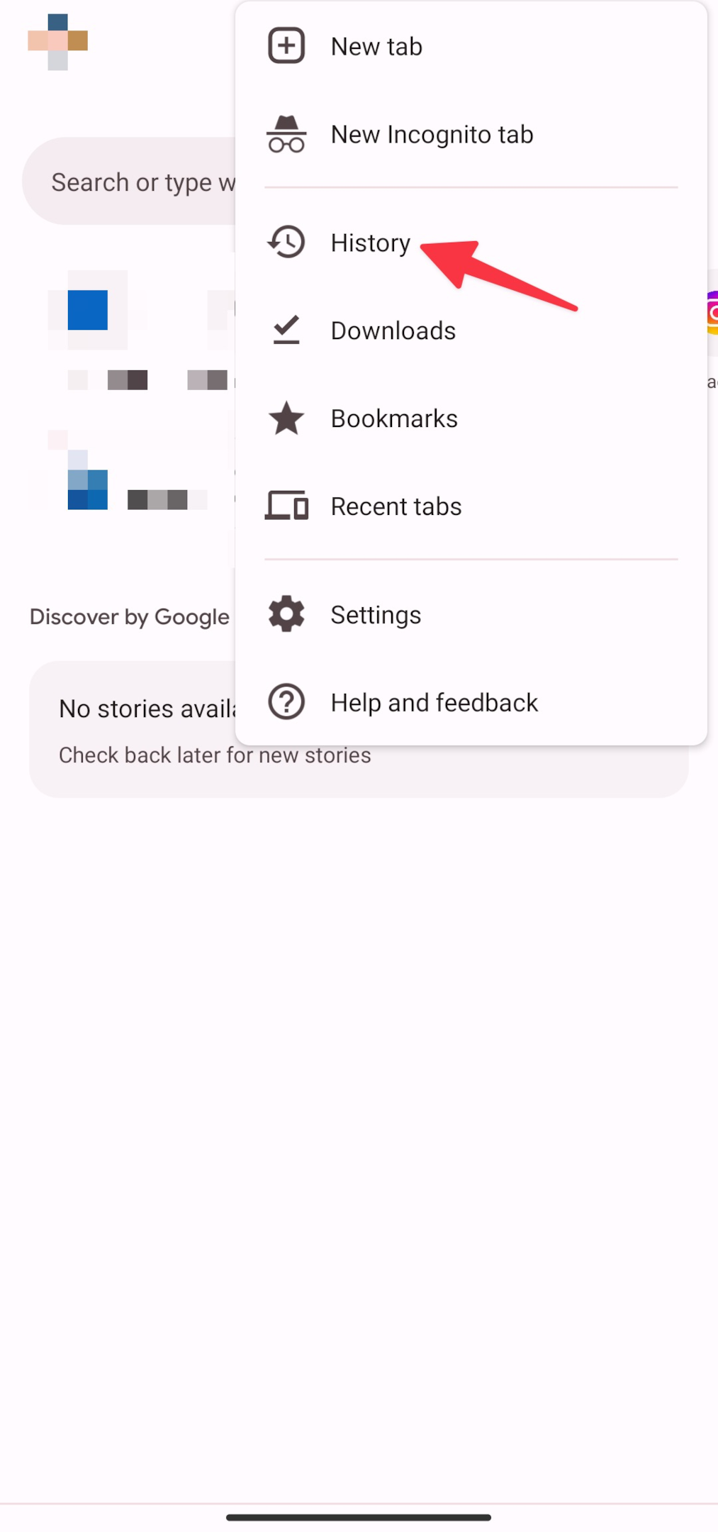 Remote.tools shows how to clear Google search history on an Android device. Tap on History in the pop up menu to clear Google browsing history