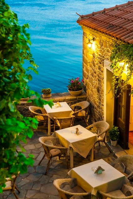 restaurant, nature, food, table, sea, plant, traditional, village, light