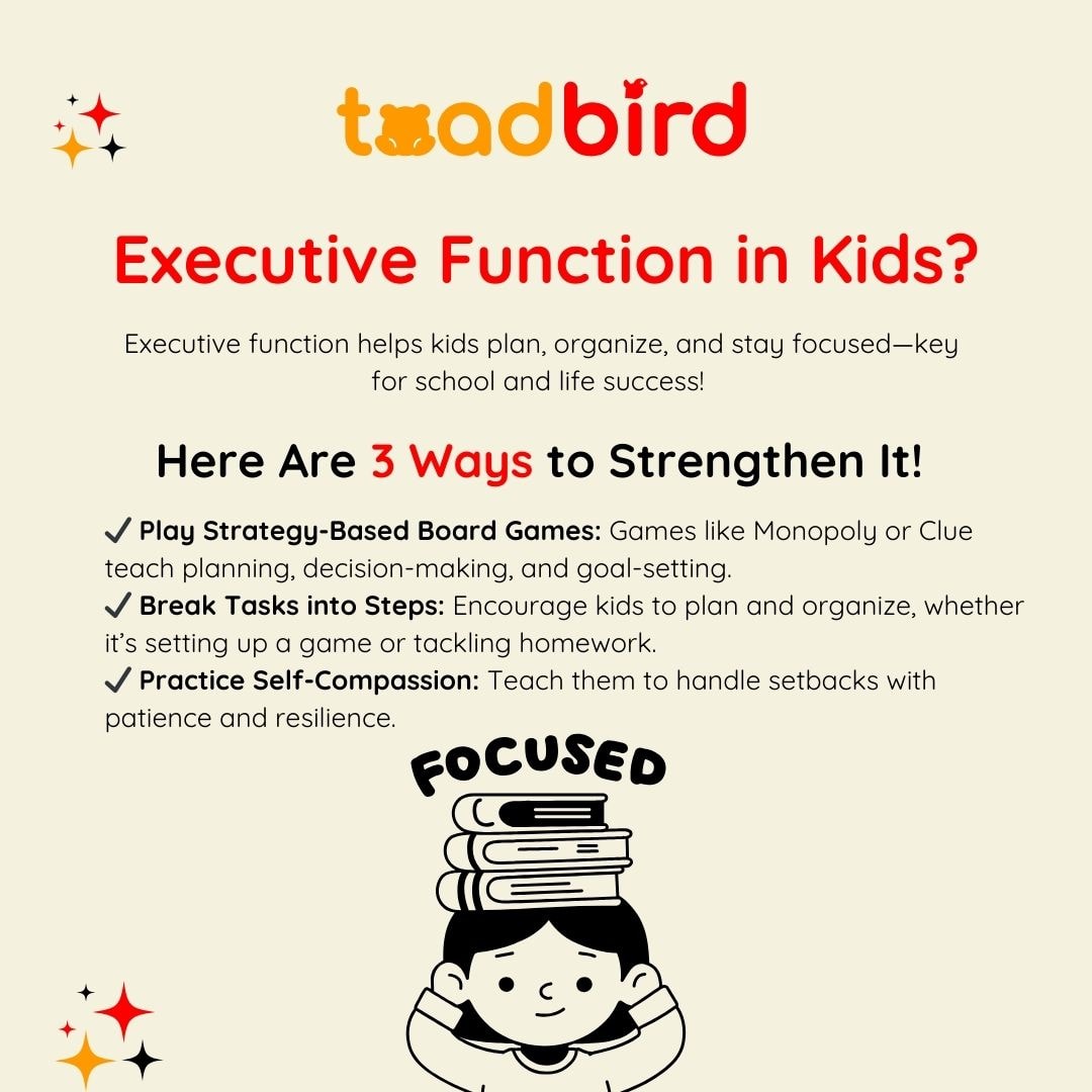 Executive function helps kids plan, organize, and stay focused—key for school and life success!