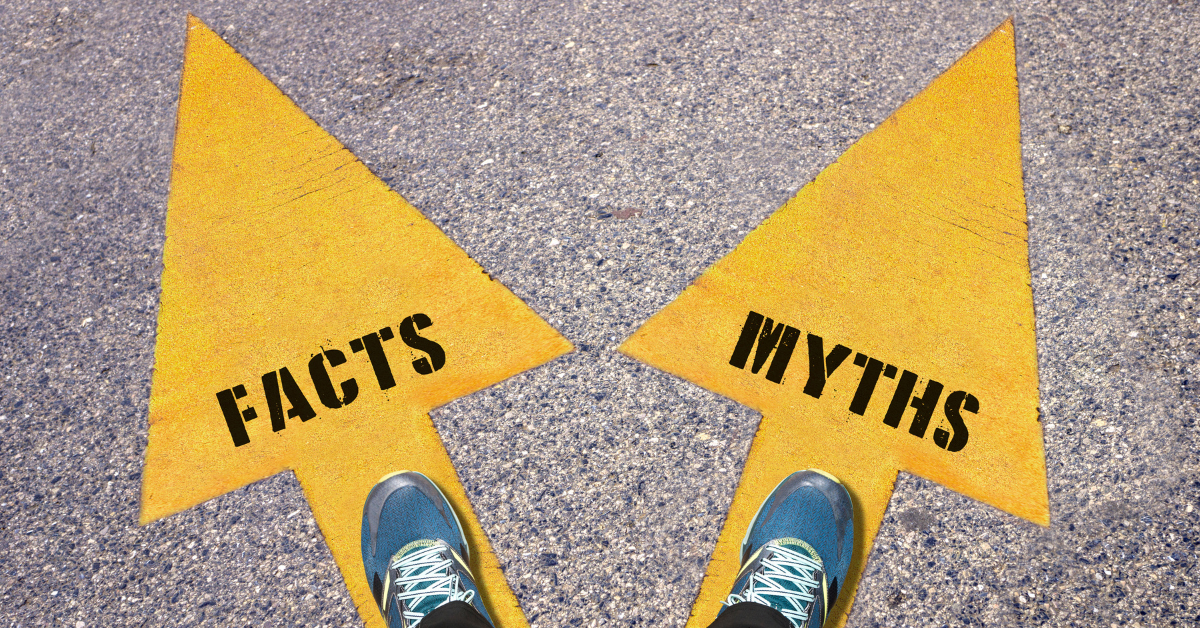 Image debunking common bankruptcy myths and misconceptions.