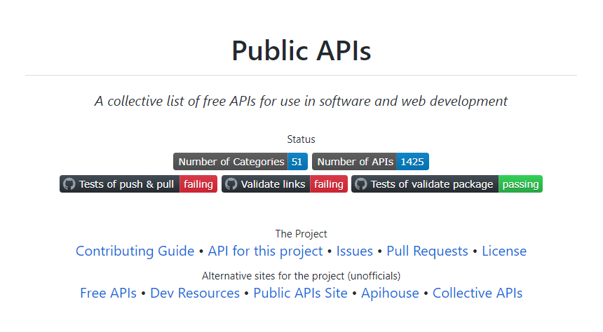 Repositório GitHub public-apis/public-apis