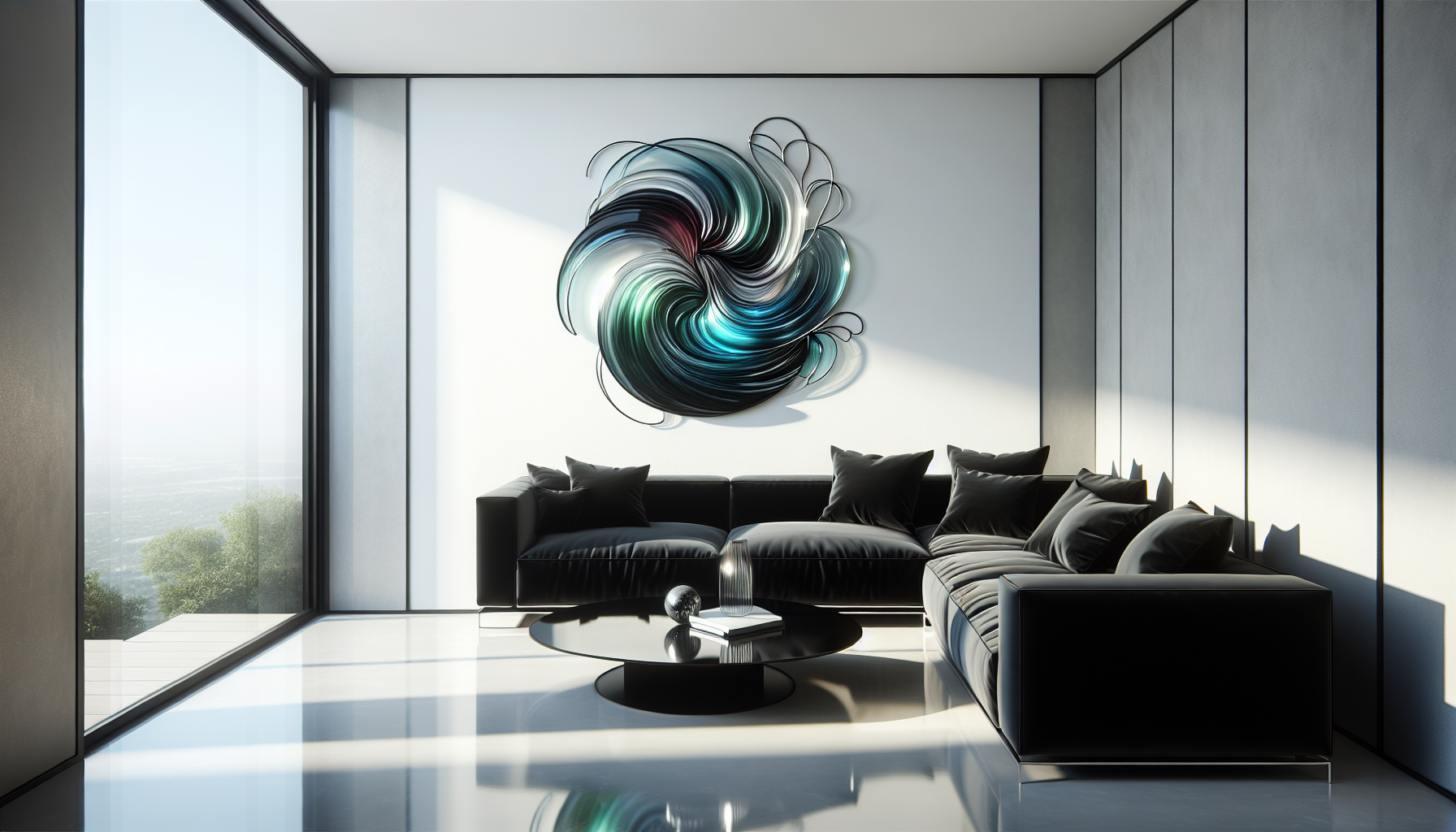 Elegant glass wall art in modern interior