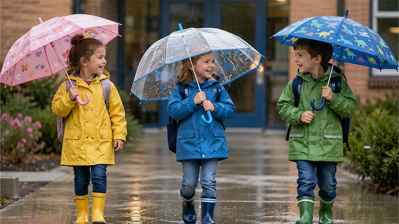 Kids umbrellas with colorful patterns for schools, family events, and children’s programs