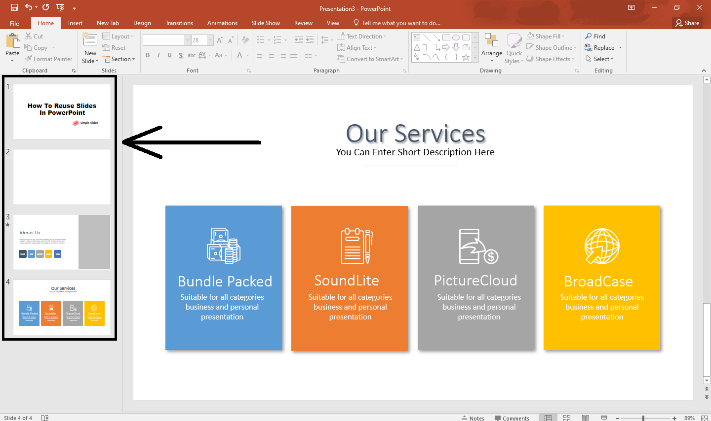 powerpoint online reuse slides