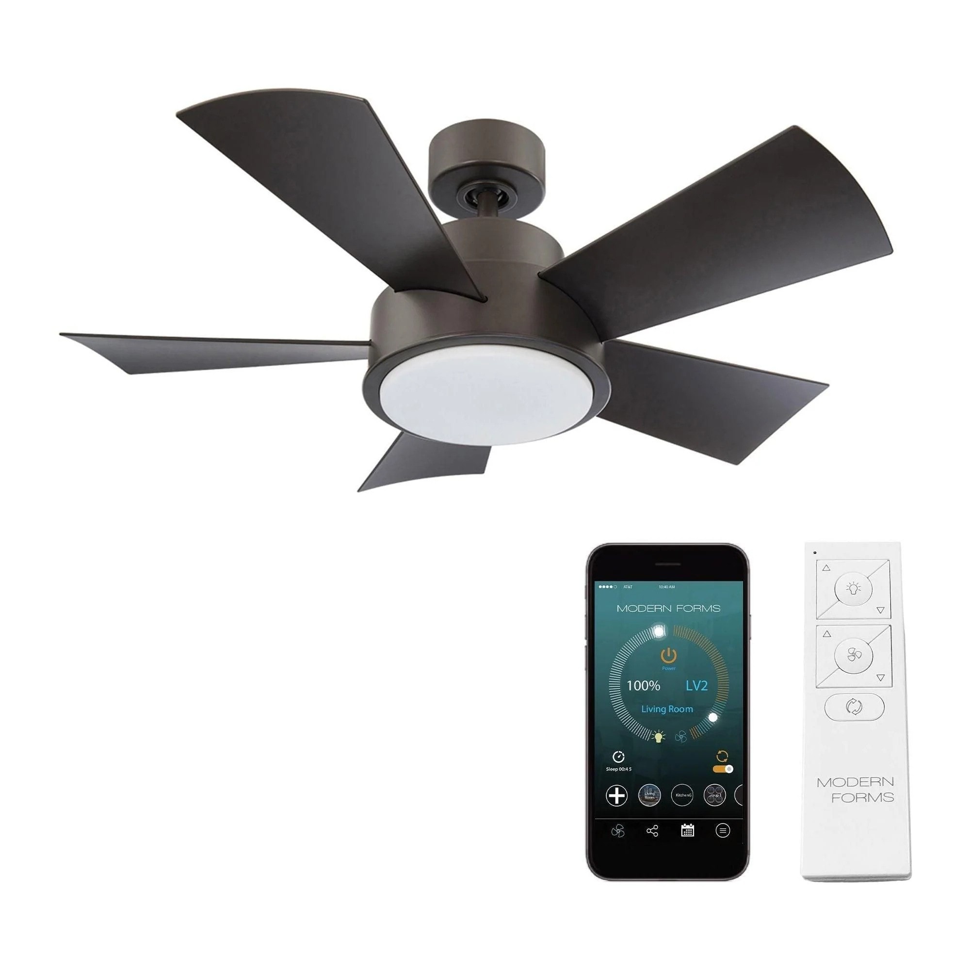 Vox 38-inch smart ceiling fan with LED light kit and bronze finish.