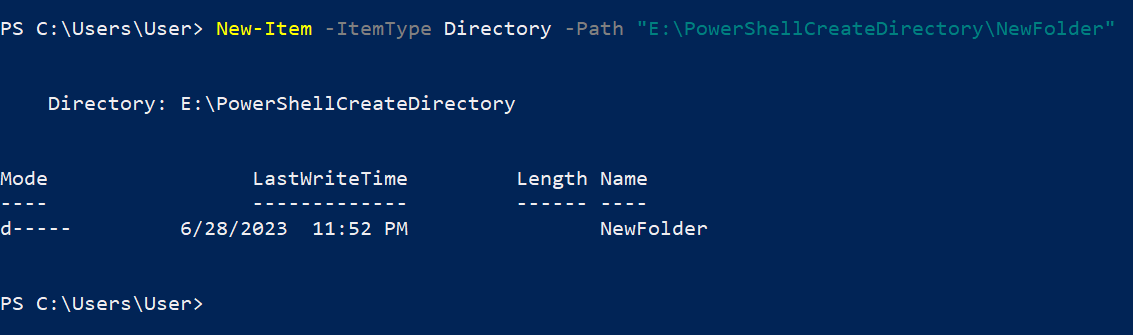 Using -ItemType Parameter when creating directory