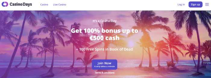 Online Casino Days Review and deposit promo