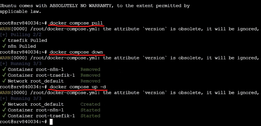 n8n ueber browser terminal updaten