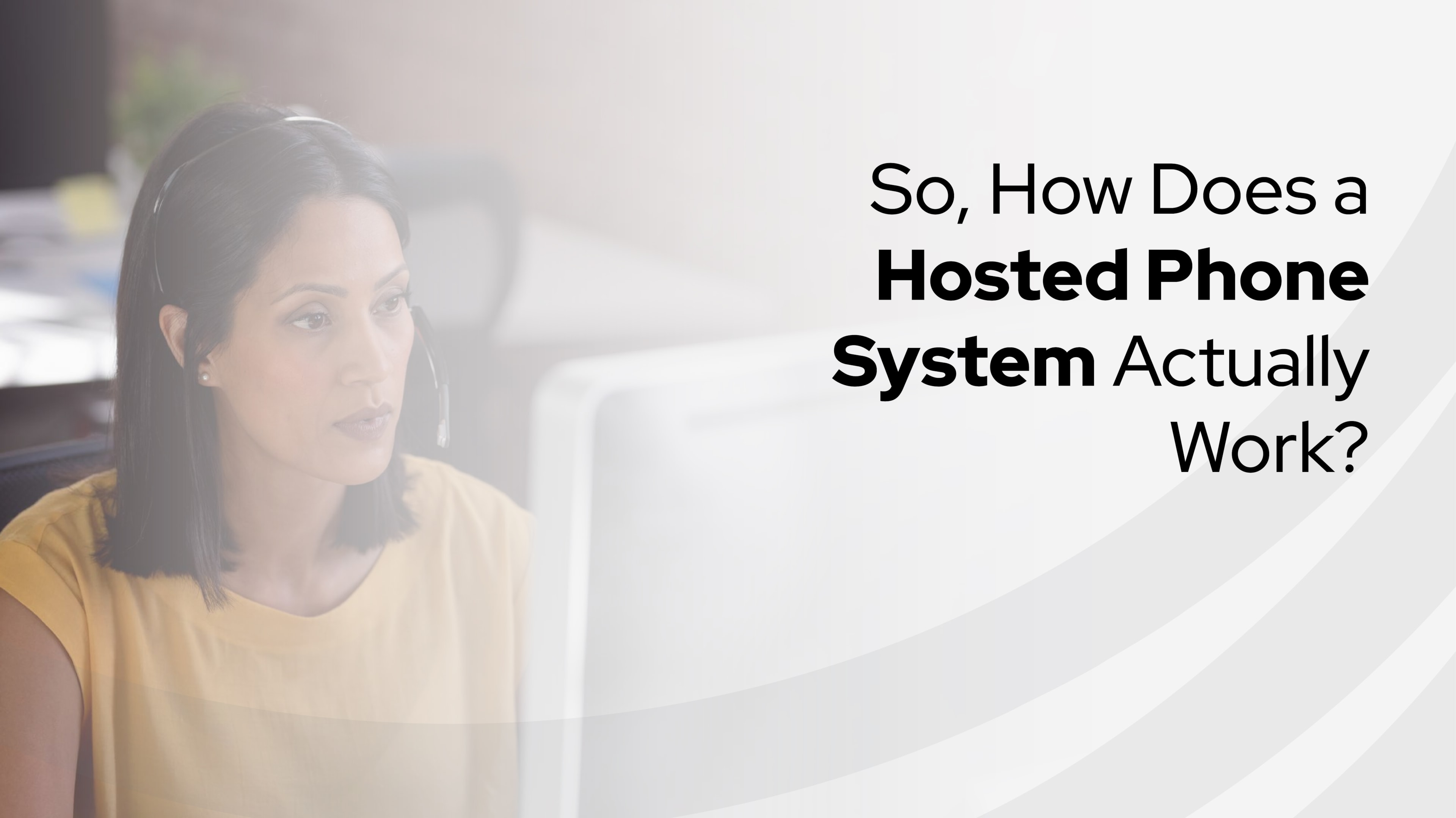 A person using an IP PBX business communication system looking quizically at the computer screen.