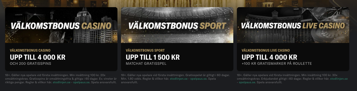 Bettingbonus, casinobonus & live casino bonus