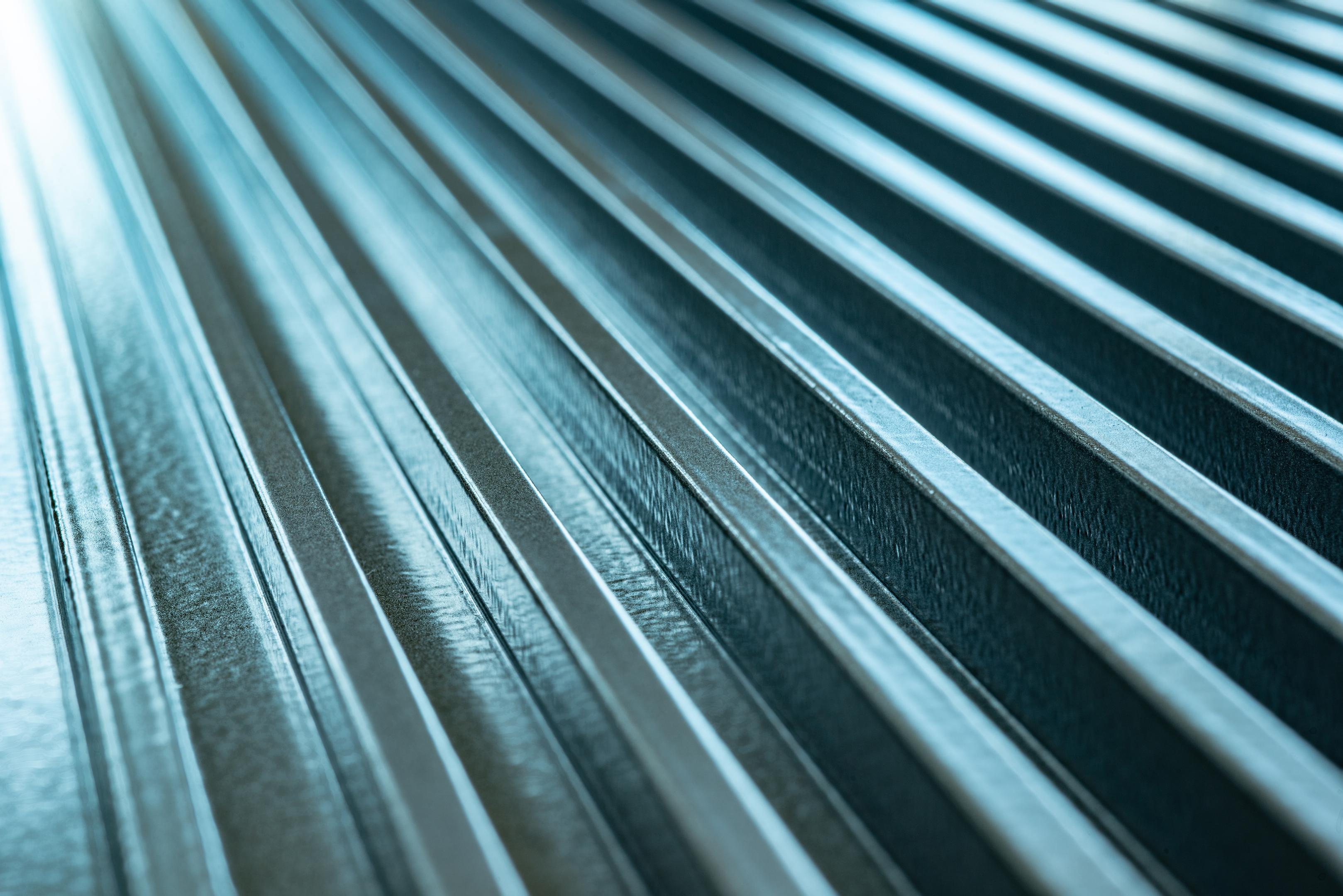 Close-up of a corrugated metal surface