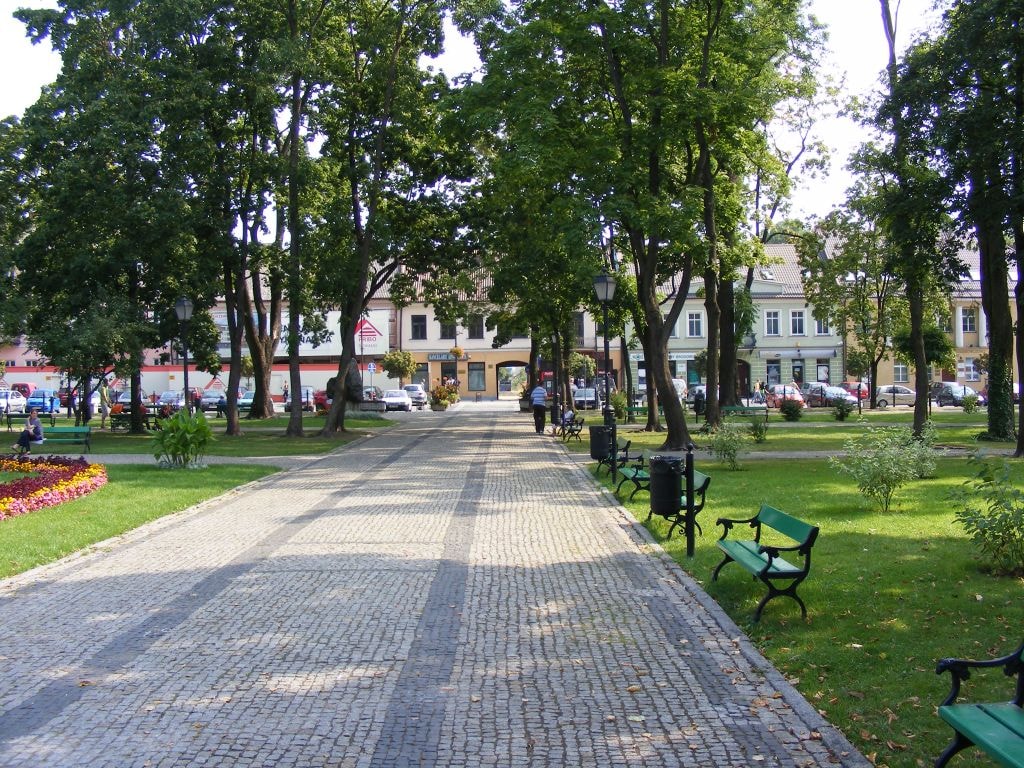 Suwałki (źródło: https://commons.wikimedia.org/wiki/File:Ul._Ko%C5%9Bciuszki_widziana_z_Parku_Konstytucji_3_Maja_w_Suwa%C5%82kach.JPG)