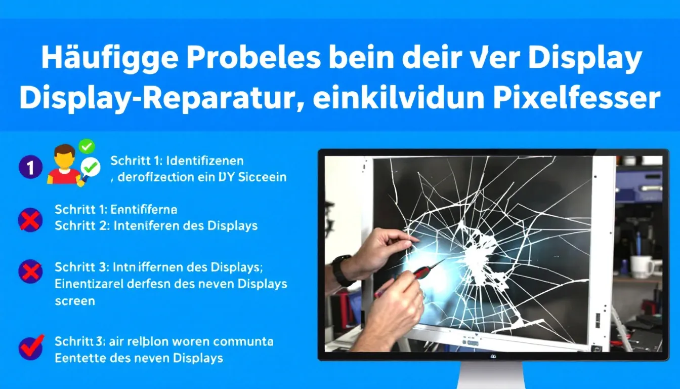 Häufige Probleme bei der Display-Reparatur, einschließlich Pixelfehler.