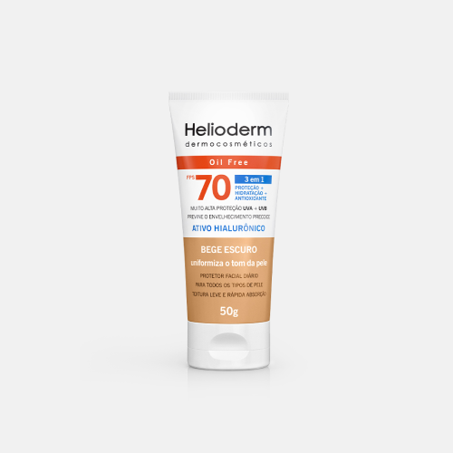 Protetor solar facial com cor da Helioderm. Fonte da imagem: site oficial da marca.