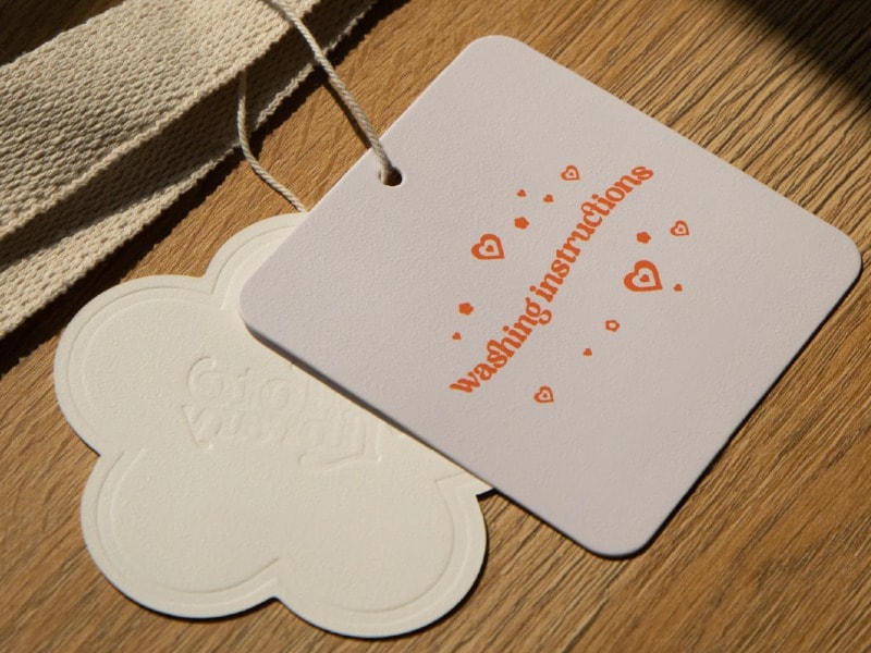 Washing instructions tag for tote bag