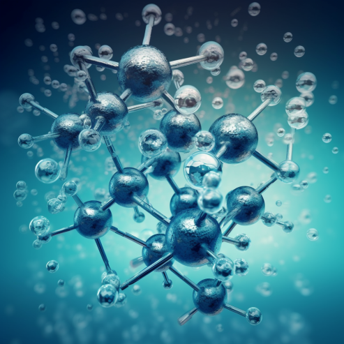 An image showing the molecular structure of water, highlighting chemistry facts such as its polar nature and hydrogen bonding.
