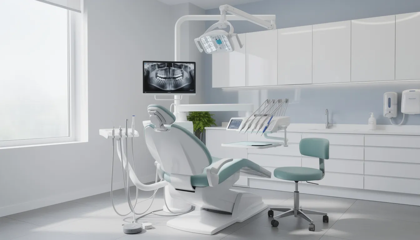 The image depicts a modern dental treatment room equipped with advanced technology and tools, designed to provide optimal oral health care for patients of all ages. The professional environment emphasizes patient comfort and showcases the dental clinic's commitment to offering a full range of general and cosmetic dentistry services.