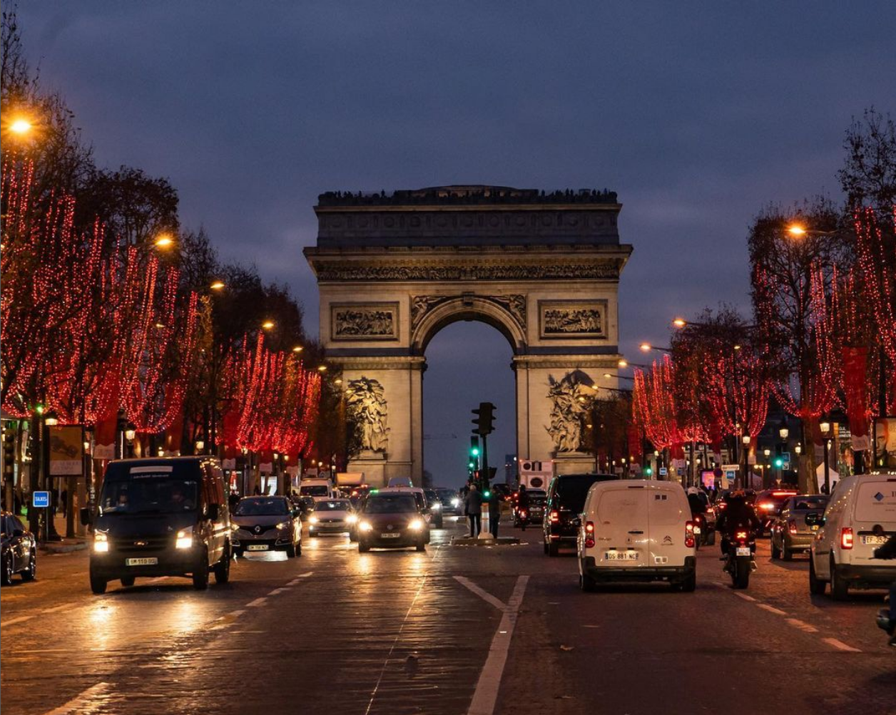 view of arc de triomphe from champs elysees in paris