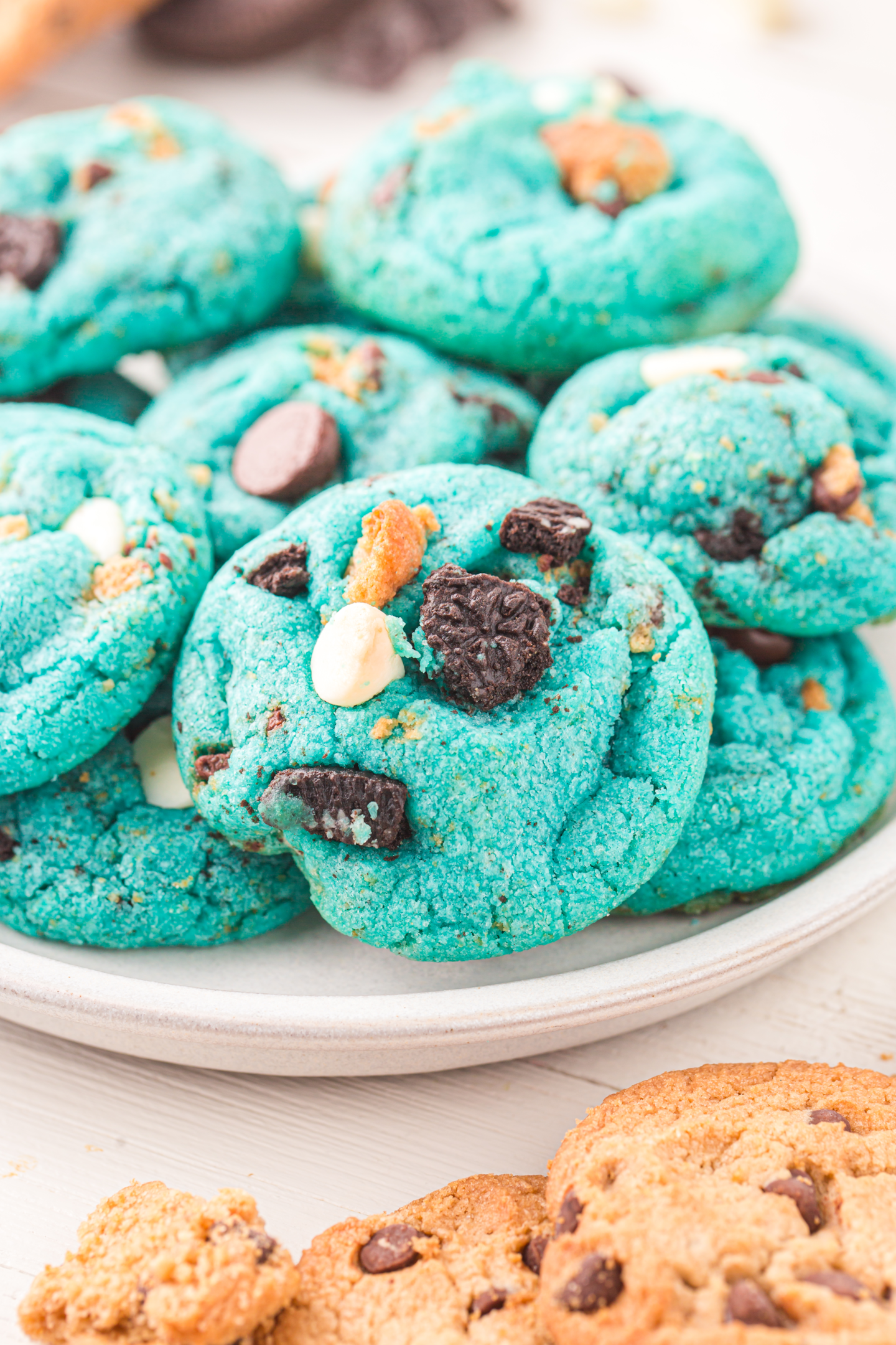 plate of cookie monster cookies