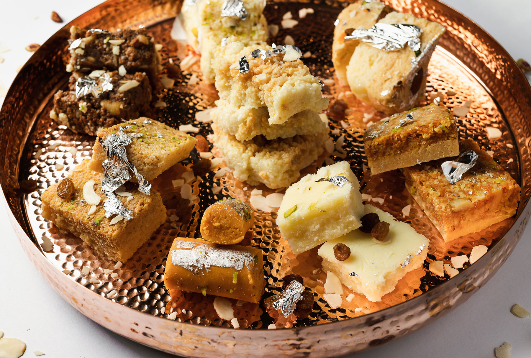 Variety of delectable Indian sweets on display