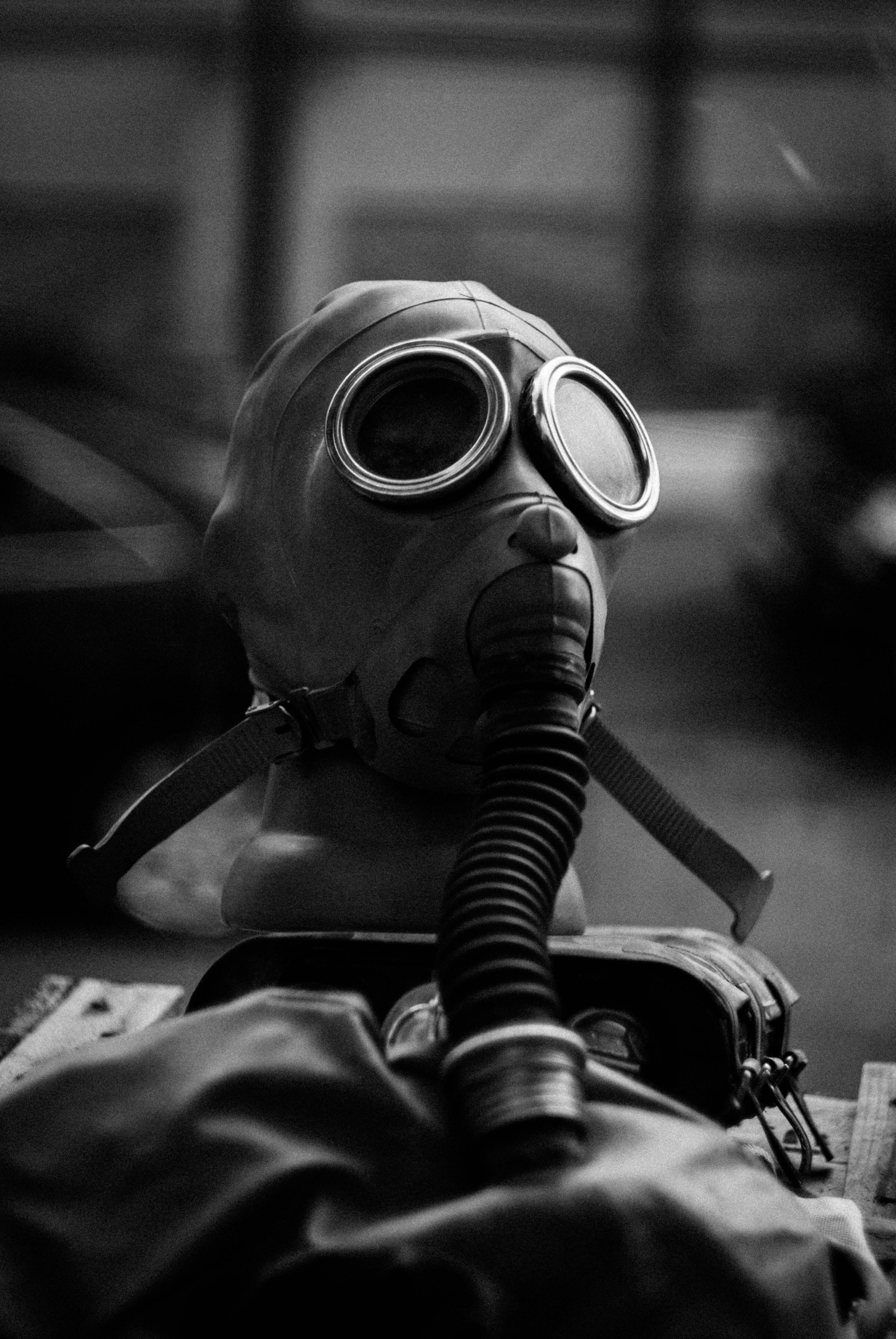 hooded gas mask