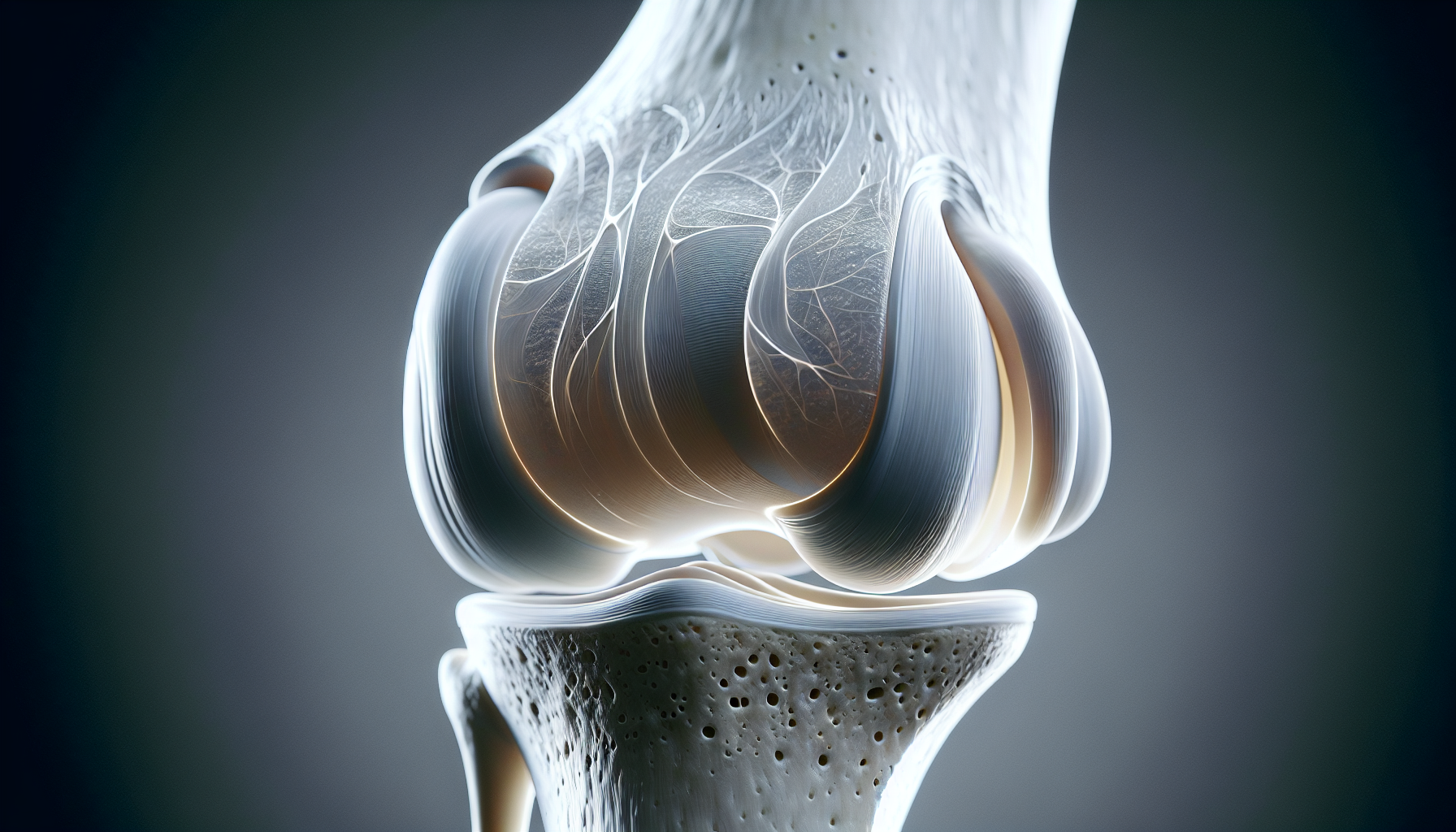 Illustration of healthy knee joint cartilage