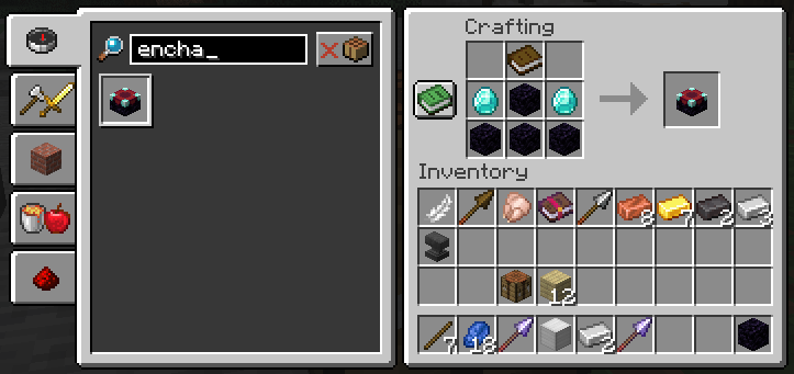 The Enchanting Table Crafting Recipe.
