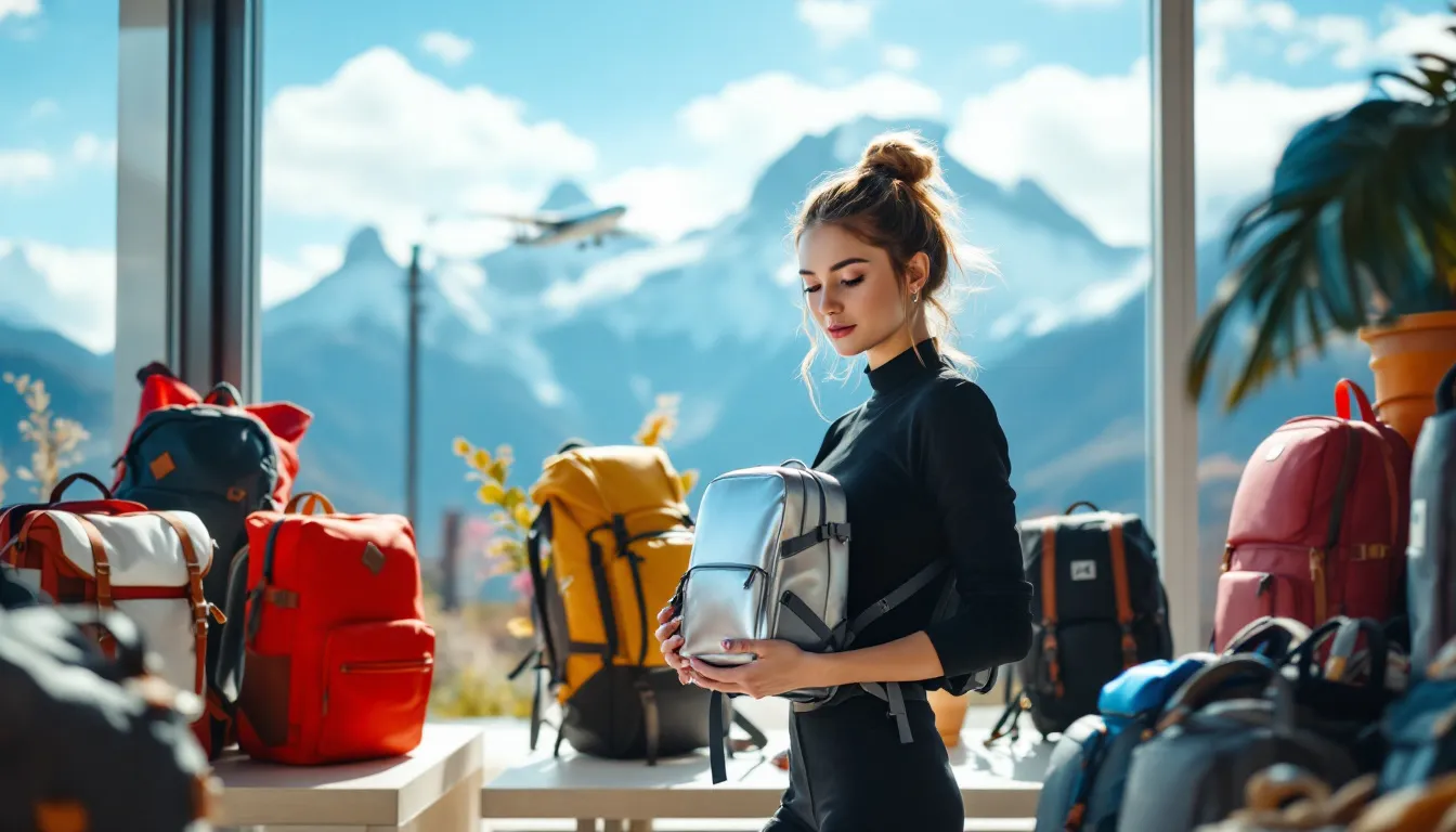 A person examining different travel backpacks to choose the best travel backpack.