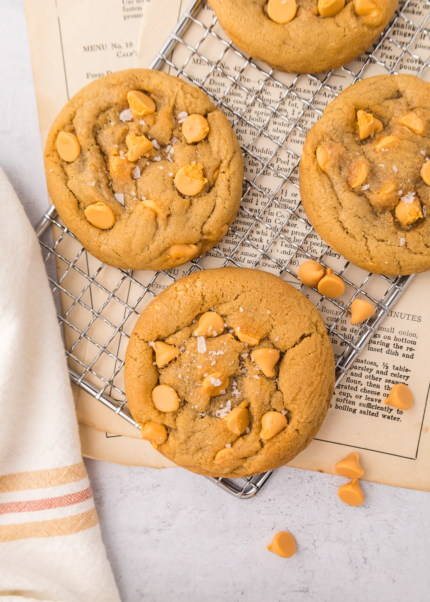 butterscotch cookies on a wire rack