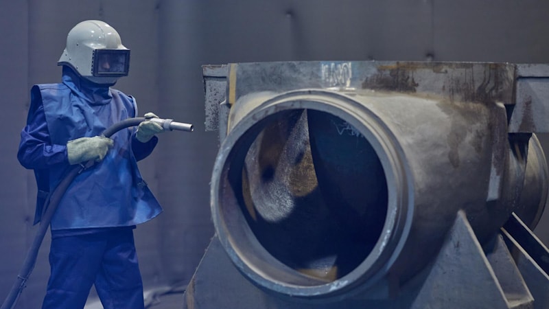 Sandblasting larger machinery