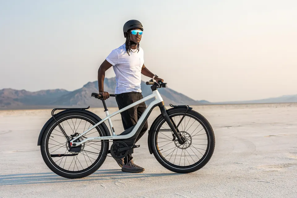 A person going mountain biking with bike tech innovations