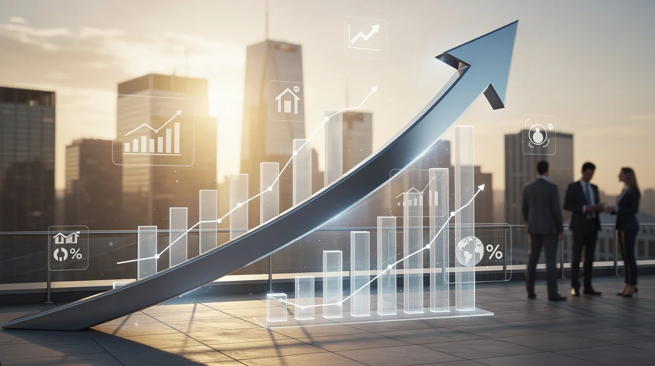 An image depicting business growth features a diverse group of small business owners celebrating success, surrounded by charts and graphs illustrating increased sales and customer engagement. This visual emphasizes the importance of utilizing tools like a Google Business Profile to attract new customers and improve visibility on search engines and Google Maps.