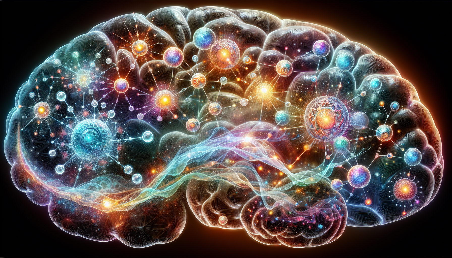 Illustration of neurotransmitters and receptors in the brain