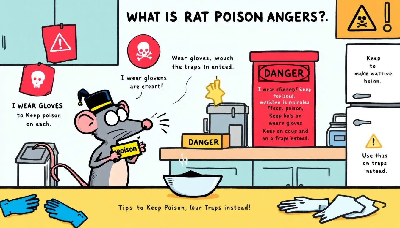 An illustration of rat poison and its dangers, with a focus on safety precautions.