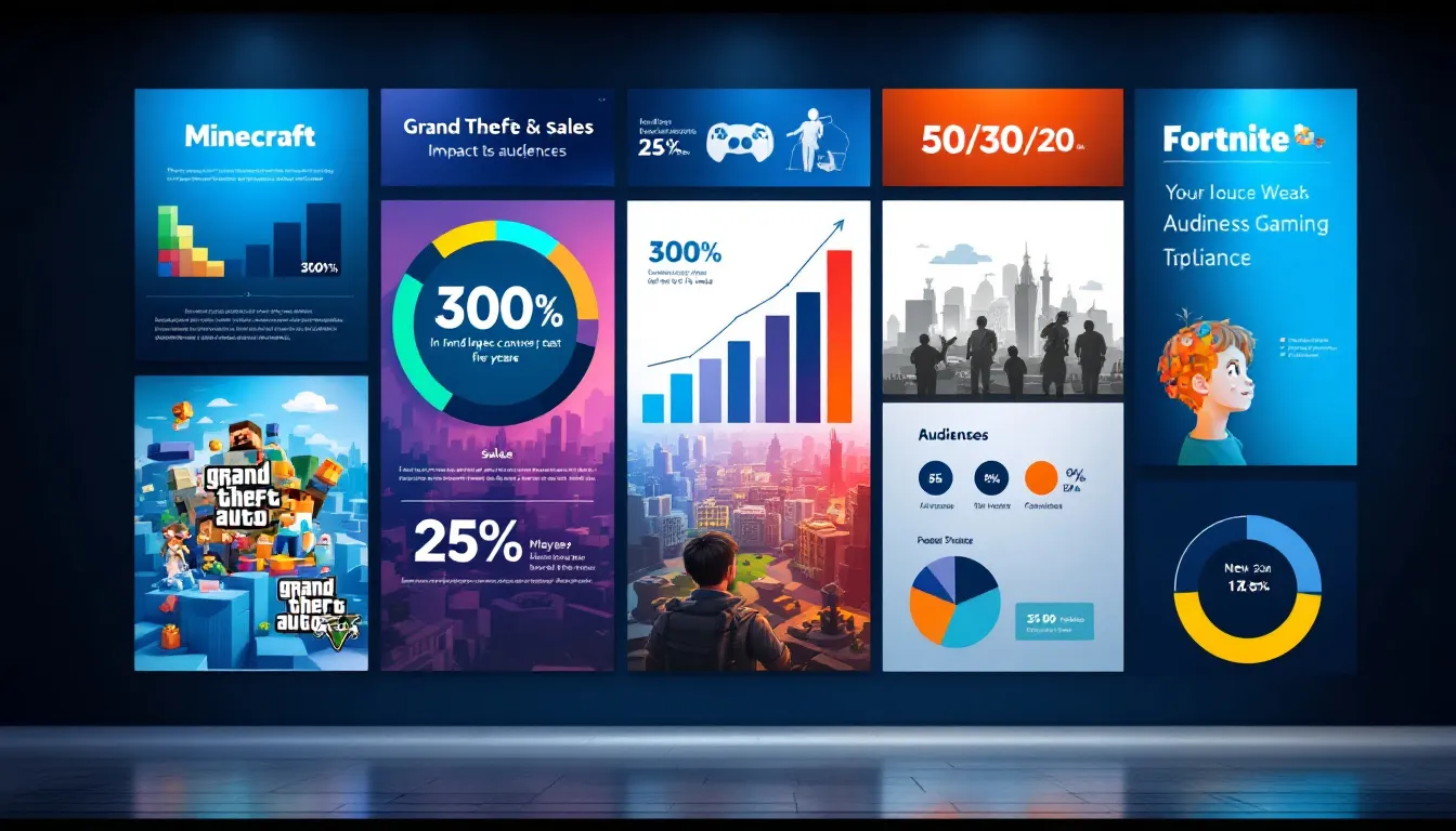 A collage of case studies highlighting successful gaming franchises and their impact on audiences.