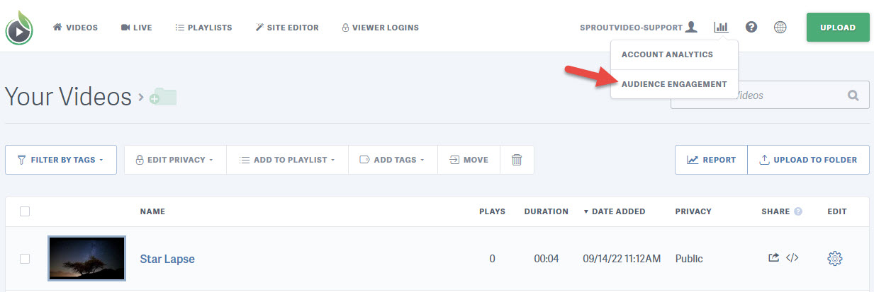 SproutVideo video analytics dashboard screen