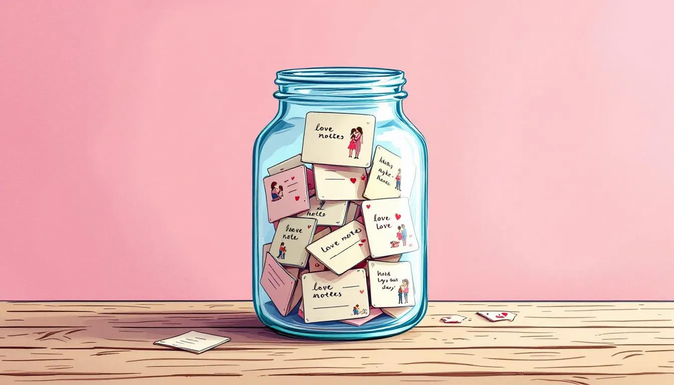 A jar filled with love notes, representing a creative and romantic DIY gift idea for your girlfriend.