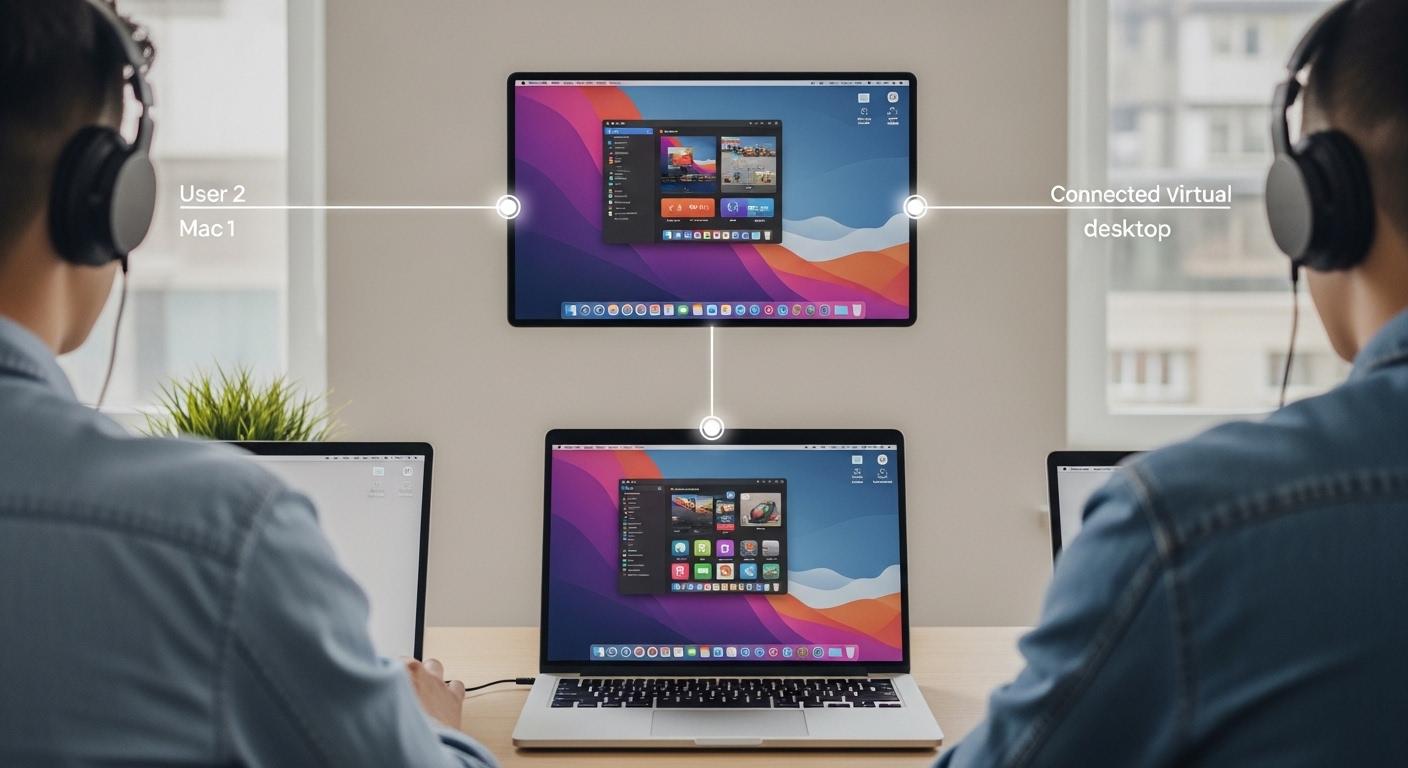 Users connecting to virtual desktops from Windows, Mac, and Linux devices, highlighting cross-platform compatibility and ease of access.
