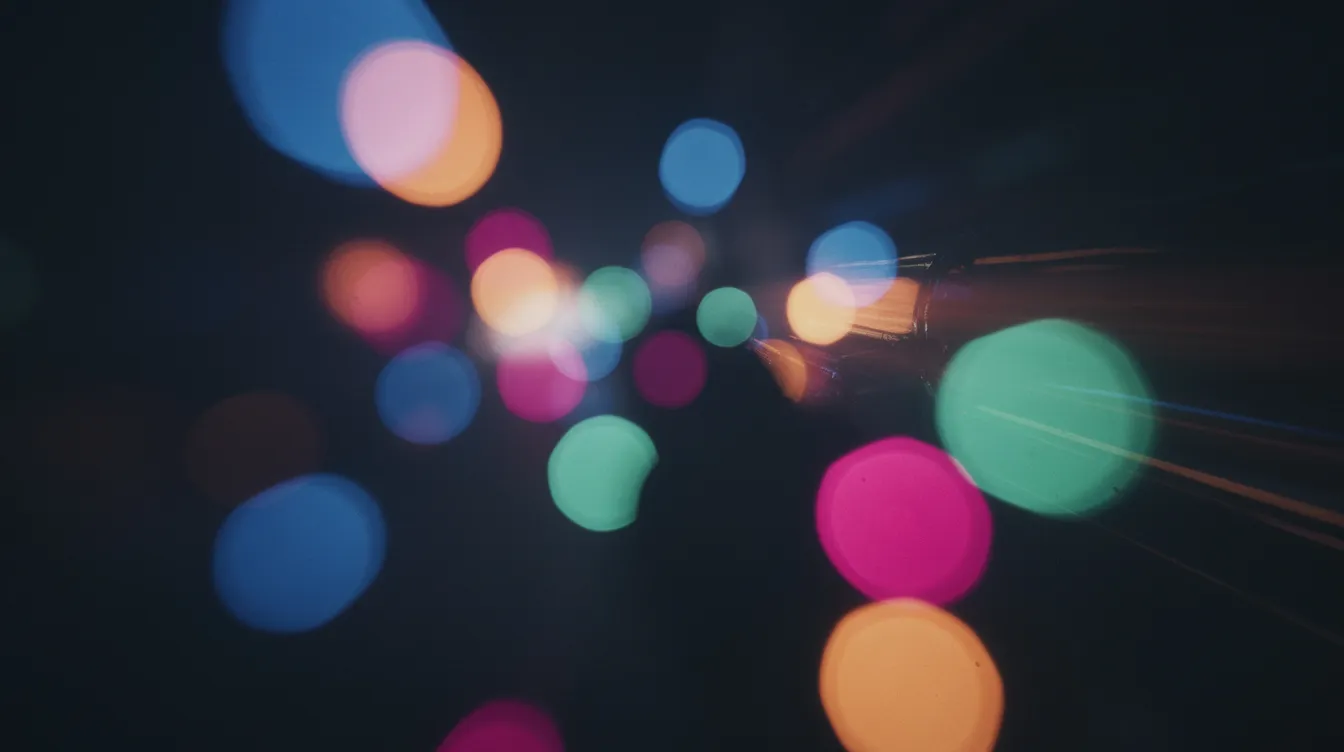 Ein dunkler Raum, in dem verschwommene, bunte Lichter flackern und ein Gefühl von Orientierungsverlust und Rausch vermitteln, ähnlich der Atmosphäre in "The Wolf of Wall Street". Die Lichter scheinen den Exzess und die hektische Energie der Finanzwelt zu reflektieren, die mit Geld und Gier verbunden ist.