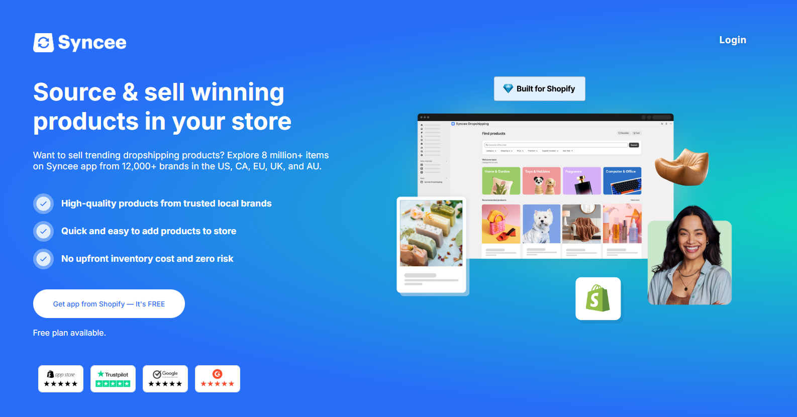 syncee website homepage screenshot