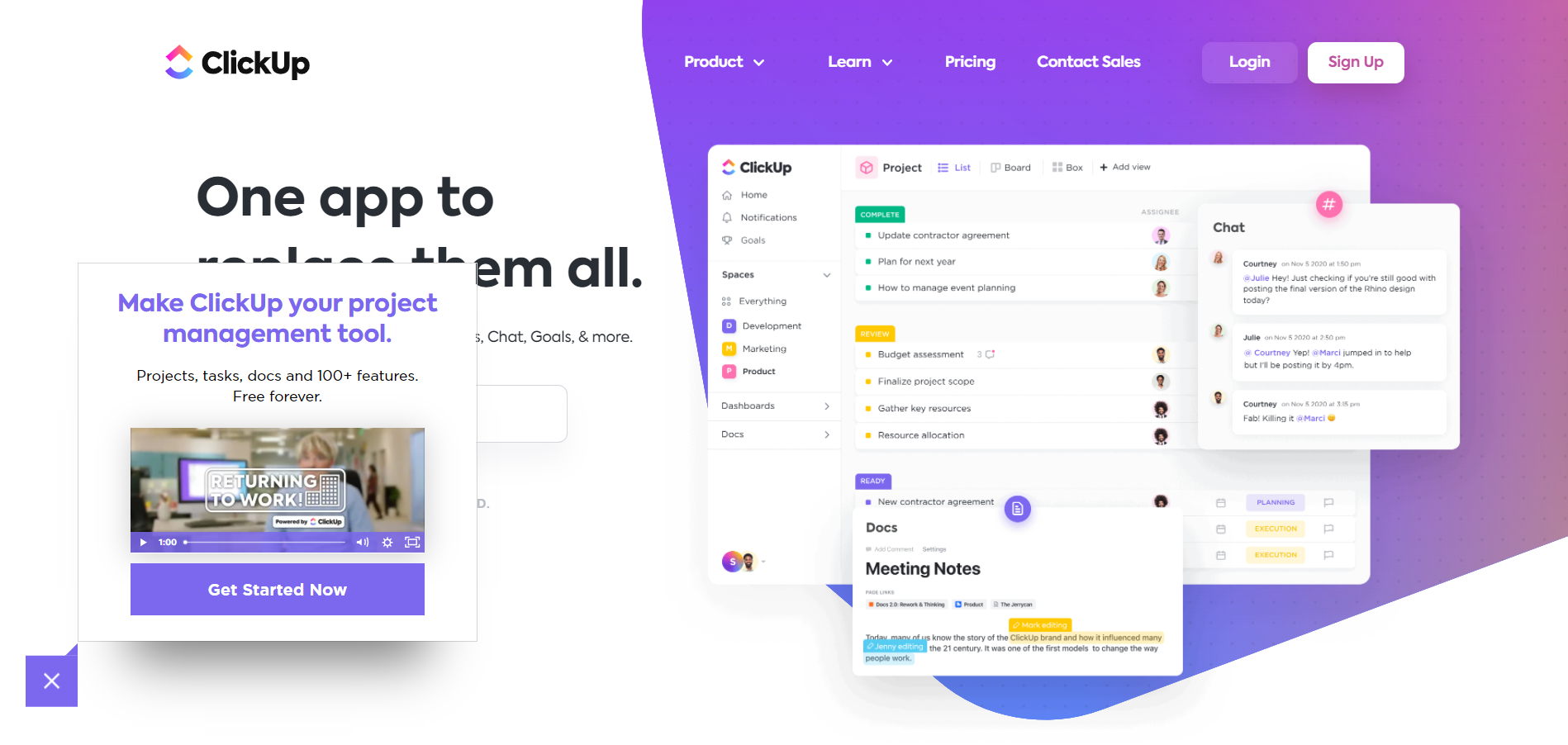 ClickUp main page - best task management software