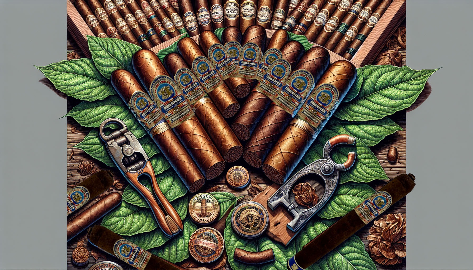 An illustration representing the Ozgener family cigars with a focus on the cigar industry.