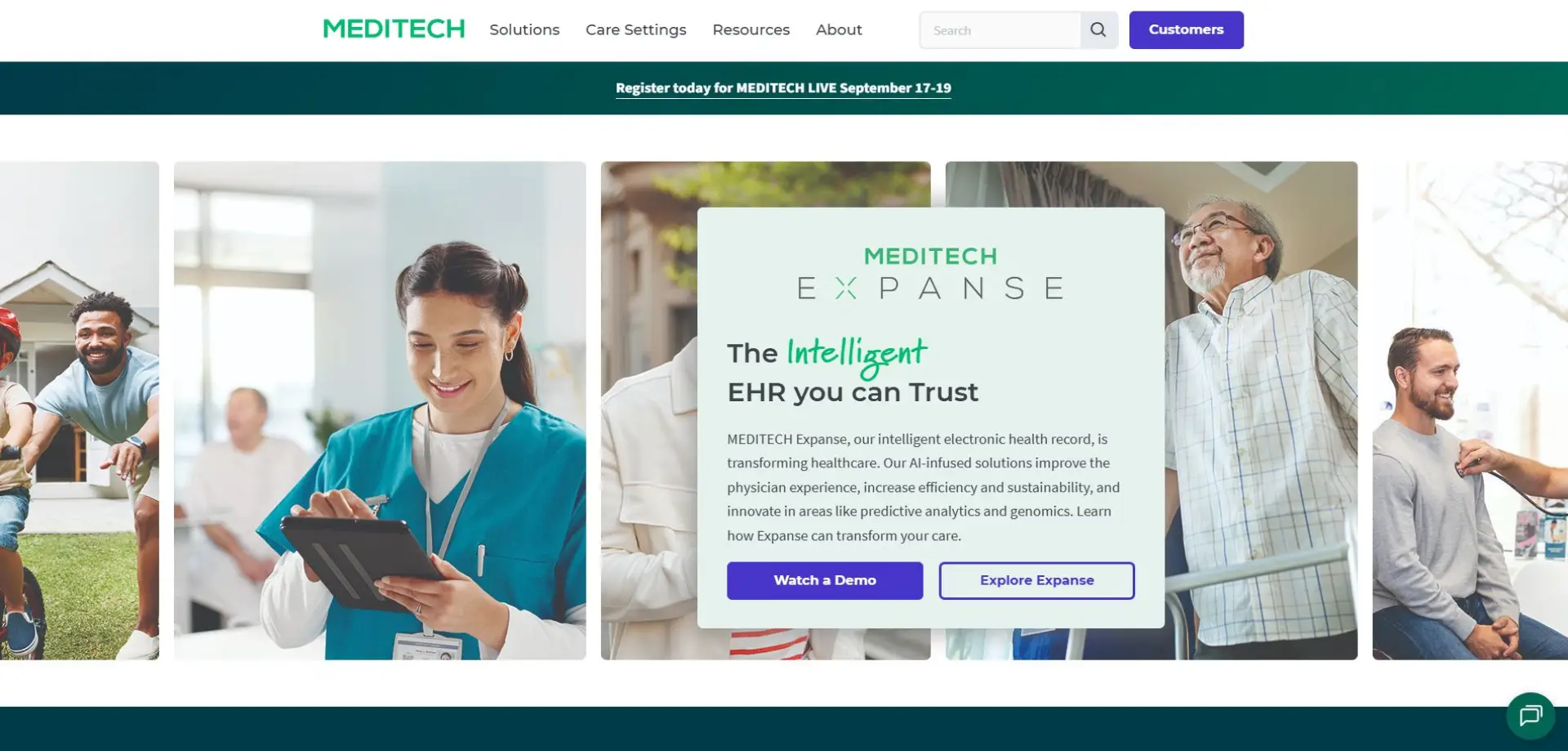 Homepage of MEDITECH website