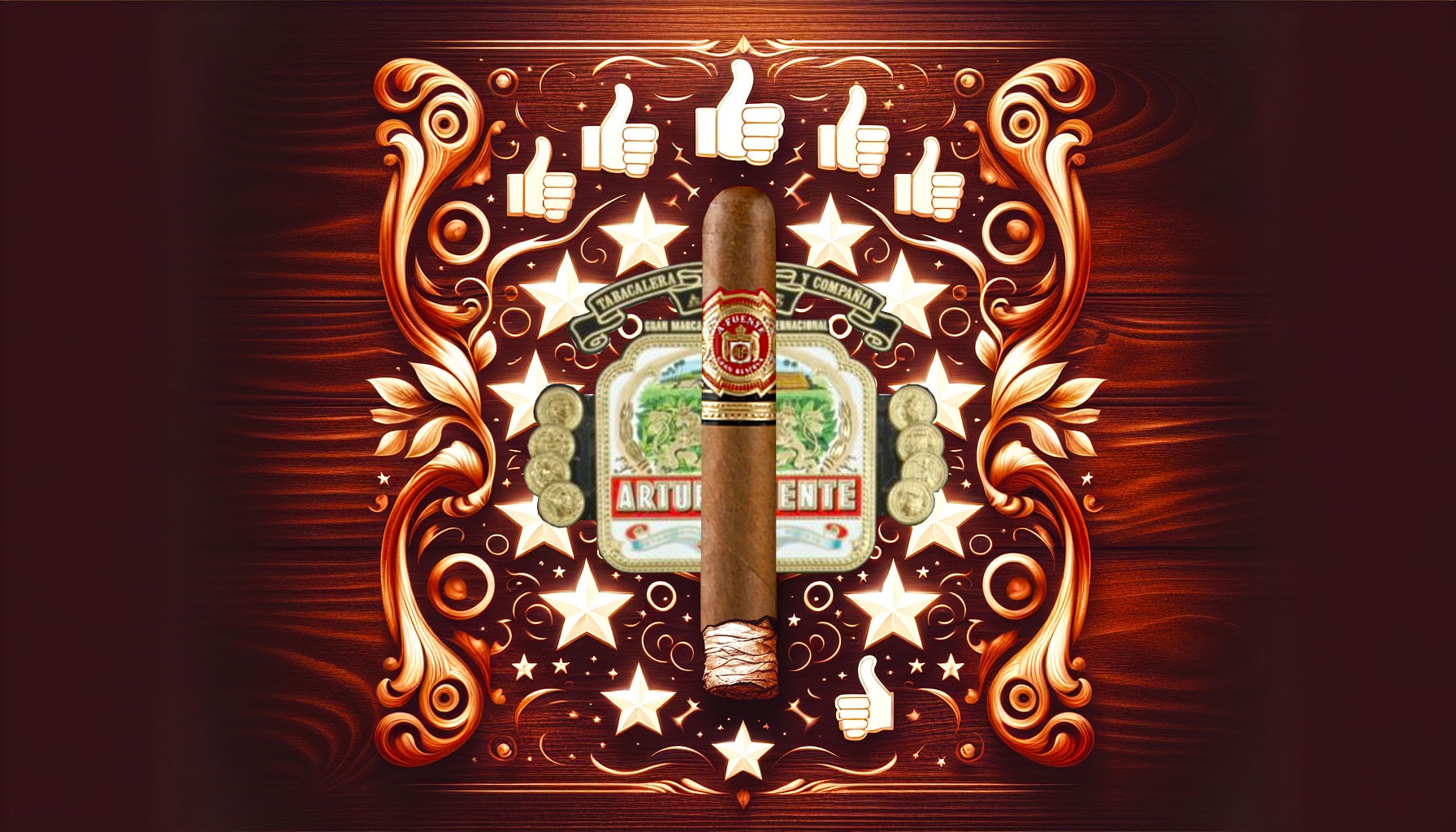 An illustration summarizing the overall assessment and recommendations for a cigar, with visual elements representing quality.