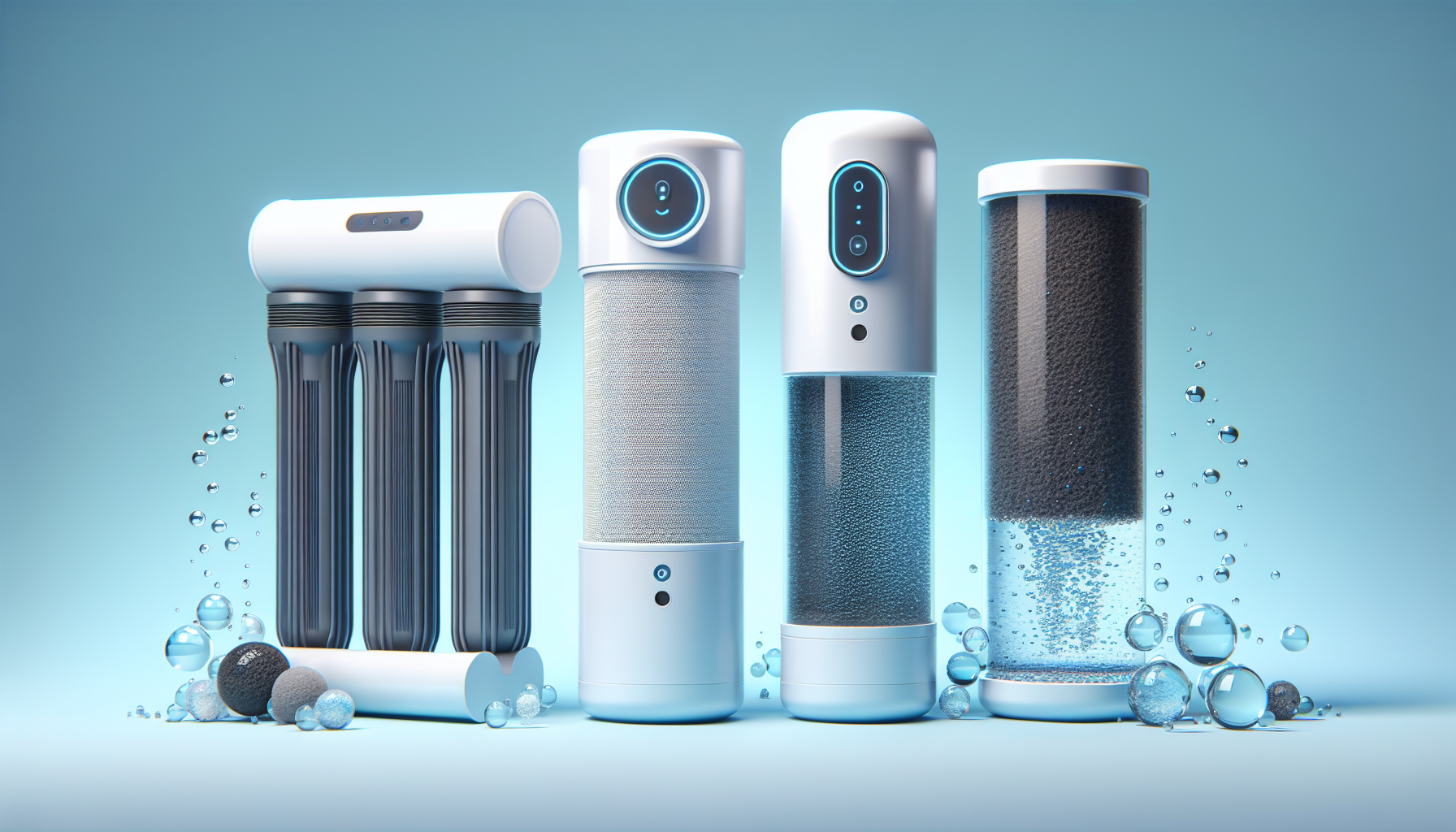 Various types of water filters