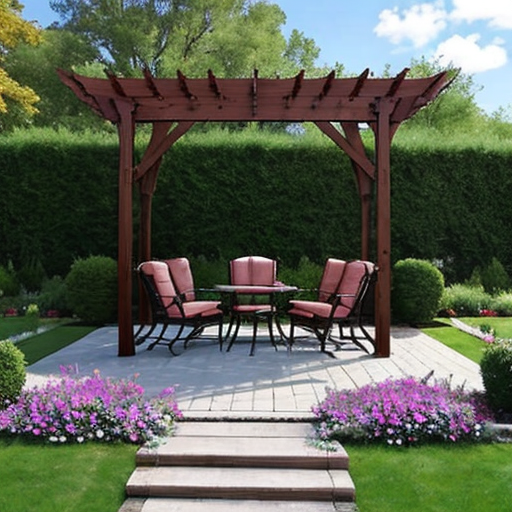 Garden pergola for outdoor entertaining and seating.