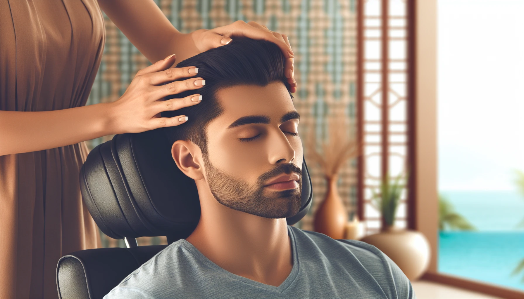 Person receiving a scalp massage