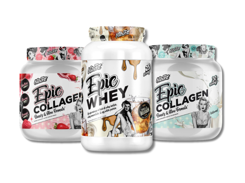 An image showing different types of protein supplements including whey protein and collagen.