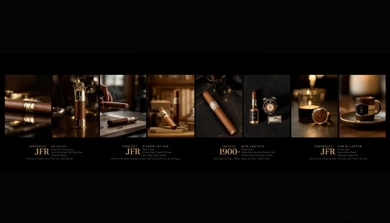 A timeline showcasing the legacy of the JFR brand over the years.